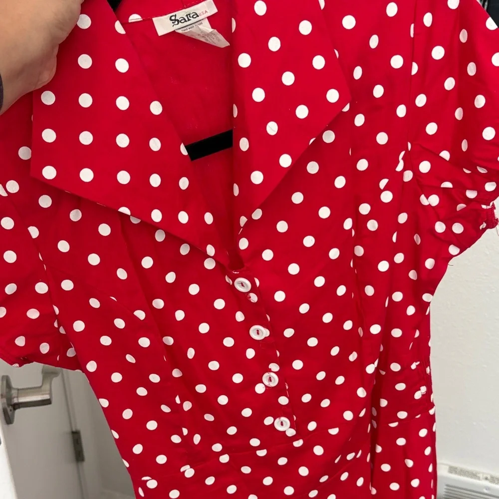 Sara Vibrant Red A-Line Skirt with Dots - Picture 10 of 10